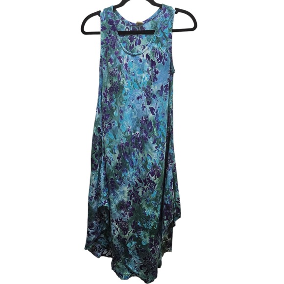 Island Girl Floral Dress Sleeveless Rayon Casual Sundress Women's S/M Beach Boho - Picture 1 of 8